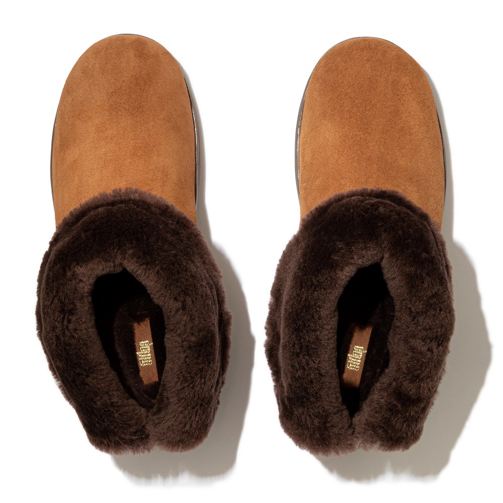 Fitflop Womens Boots Brown - Mukluk Shorty Shearling Lined Suede Ankle - 78HABUXVL